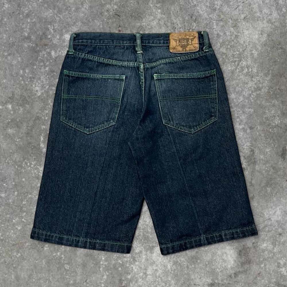 Brooklyn Basement Premium Denim Green Contrast Stitch Baggy Jorts Shorts Size 34
